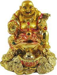 Feng Shui Laughing  Buddha with Money  Frog On Bed of  Wealth for Money,  Succes